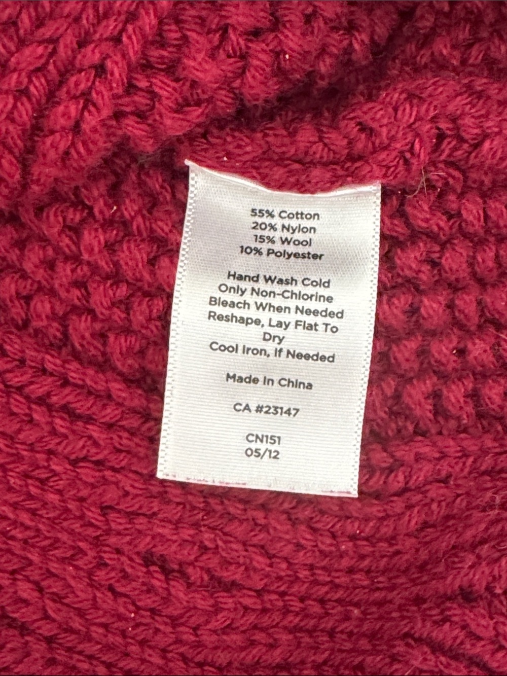 Talbots Cable-Knit Crewneck Sweater - Raspberry - Picture 2 of 5